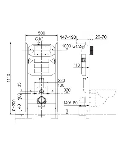 Комплект унитаза с инсталляцией Ceramica Nova Forma CN3009_1002CH_1000 с сиденьем Микролифт и клавишей смыва Хром