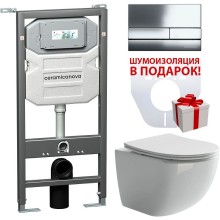 Комплект унитаза с инсталляцией Ceramica Nova Forma CN3009_1002CH_1000 с сиденьем Микролифт и клавишей смыва Хром