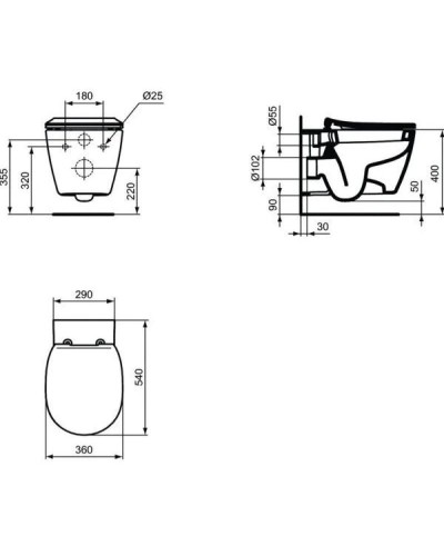 Комплект подвесной унитаз Ideal Standard Connect E771801 + E772401 + система инсталляции Geberit 458.125.21.1
