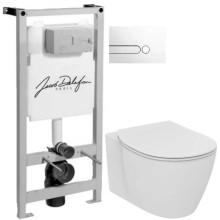 Комплект подвесной унитаз Ideal Standard Connect E771801 + E772401 + система инсталляции Jacob Delafon E5504-NF + E4326-00