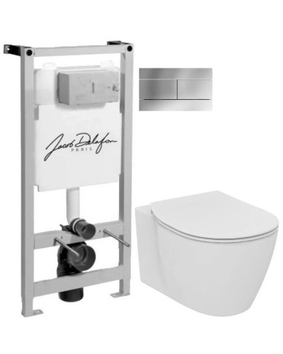 Комплект подвесной унитаз Ideal Standard Connect E771801 + E772401 + система инсталляции Jacob Delafon E5504-NF + E4316-CP