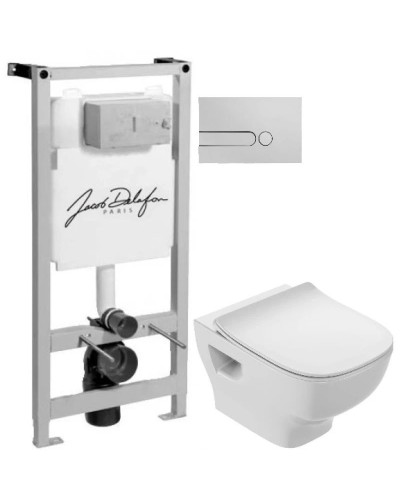 Комплект подвесной унитаз Jacob Delafon Struktura EDF102-00 + E70025-00 + система инсталляции Jacob Delafon E5504-NF + E4326-CP