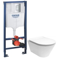 Комплект подвесной унитаз Kerama Marazzi Plaza Modern PLMR.wc.02 + PLM1.seat.02WHT + система инсталляции Grohe 38772001