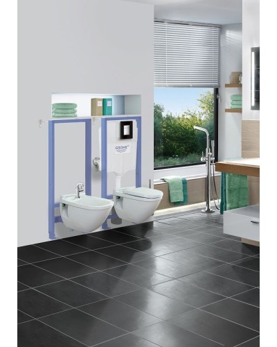 Комплект унитаза CeramaLux 2197 с инсталляцией Grohe Rapid SL 38775001 с сиденьем Микролифт и клавишей смыва Хром