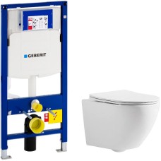 Комплект унитаза CeramaLux 2197 с инсталляцией Geberit Duofix Sigma UP320 111.300.00.5 с сиденьем Микролифт