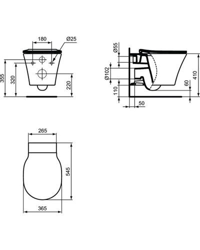 Комплект унитаза с инсталляцией Ideal Standard Connect Prosys R030701 с сиденьем Микролифт и клавишей смыва Хром