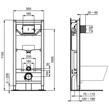 Комплект унитаза с инсталляцией Ideal Standard Connect Prosys R030701 с сиденьем Микролифт и клавишей смыва Хром