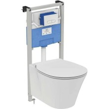 Комплект унитаза с инсталляцией Ideal Standard Connect Air Prosys R031001 с сиденьем Микролифт и клавишей смыва Хром