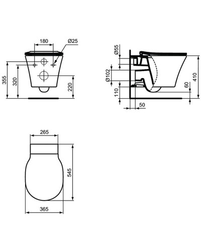 Комплект унитаза с инсталляцией Ideal Standard Connect Air Prosys R031001 с сиденьем Микролифт и клавишей смыва Хром