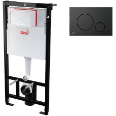 Комплект унитаза Creavit Free FE320-11CB00E-0000+KC0103.03.0000E с сиденьем Микролифт и инсталляцией Alcaplast Sadroмodul AM101/1120-0001+M678 с Черной матовой клавишей смыва