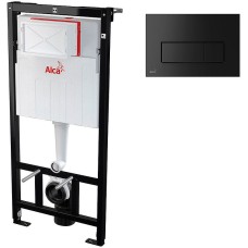 Комплект унитаза Creavit Free FE320-11CB00E-0000+KC0103.03.0000E с сиденьем Микролифт и инсталляцией Alcaplast Sadroмodul AM101/1120-0001+M578 с Черной матовой клавишей смыва