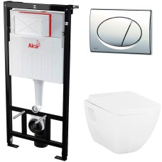 Комплект унитаза Creavit Trend TP326-11CB00E-0000+KC2103.01.0000E с сиденьем Микролифт и инсталляцией Alcaplast Sadroмodul AM101/1120-0001+M71 с клавишей смыва Хром