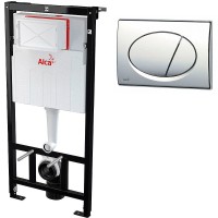 Комплект унитаза Creavit Perla TP320-11CB00E-0000+KC0703.01.0000E с сиденьем Микролифт и инсталляцией Alcaplast Sadroмodul AM101/1120-0001+M71 с клавишей смыва Хром