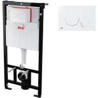 Комплект унитаза Creavit Perla TP320-11CB00E-0000+KC0703.01.0000E с сиденьем Микролифт и инсталляцией Alcaplast Sadroмodul AM101/1120-0001+M670 с Белой клавишей смыва