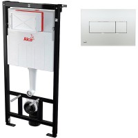 Комплект унитаза Creavit Perla TP320-11CB00E-0000+KC0703.01.0000E с сиденьем Микролифт и инсталляцией Alcaplast Sadroмodul AM101/1120-0001+M371 с клавишей смыва Хром