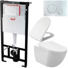 Комплект унитаза Creavit Free FE322-11CB00E-0000+KC0103.03.0000E с сиденьем Микролифт и инсталляцией Alcaplast Sadroмodul AM101/1120-0001+M671 с клавишей смыва Хром