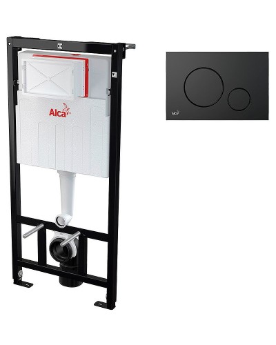 Комплект унитаза Creavit Free FE322-11CB00E-0000+KC0103.03.0000E с сиденьем Микролифт и инсталляцией Alcaplast Sadroмodul AM101/1120-0001+M678 с Черной матовой клавишей смыва