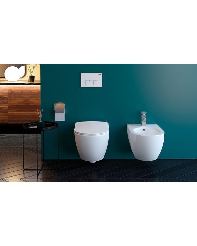 Комплект унитаза Creavit Free FE322-11CB00E-0000+KC0103.03.0000E с сиденьем Микролифт и инсталляцией Alcaplast Sadroмodul AM101/1120-0001+M570 с Белой клавишей смыва