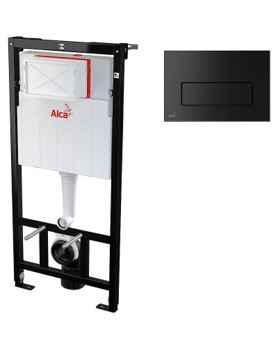 Комплект унитаза Creavit Free FE322-11CB00E-0000+KC0103.03.0000E с сиденьем Микролифт и инсталляцией Alcaplast Sadroмodul AM101/1120-0001+M578 с Черной матовой клавишей смыва