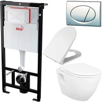 Комплект унитаза Creavit Terra TP325-11CB00E-0000+KC0103.03.0000E с сиденьем Микролифт и инсталляцией Alcaplast Sadroмodul AM101/1120-0001+M71 с клавишей смыва Хром