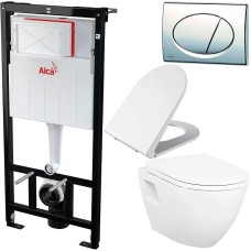 Комплект унитаза Creavit Terra TP325-11CB00E-0000+KC0103.03.0000E с сиденьем Микролифт и инсталляцией Alcaplast Sadroмodul AM101/1120-0001+M71 с клавишей смыва Хром