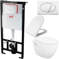 Комплект унитаза Creavit Terra TP325-11CB00E-0000+KC0103.03.0000E с сиденьем Микролифт и инсталляцией Alcaplast Sadroмodul AM101/1120-0001+M70 с Белой клавишей смыва