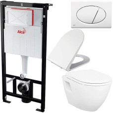 Комплект унитаза Creavit Terra TP325-11CB00E-0000+KC0103.03.0000E с сиденьем Микролифт и инсталляцией Alcaplast Sadroмodul AM101/1120-0001+M70 с Белой клавишей смыва