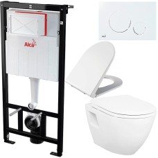 Комплект унитаза Creavit Terra TP325-11CB00E-0000+KC0103.03.0000E с сиденьем Микролифт и инсталляцией Alcaplast Sadroмodul AM101/1120-0001+M670 с Белой клавишей смыва