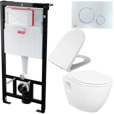 Комплект унитаза Creavit Terra TP325-11CB00E-0000+KC0103.03.0000E с сиденьем Микролифт и инсталляцией Alcaplast Sadroмodul AM101/1120-0001+M671 с клавишей смыва Хром