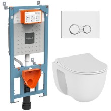 Комплект унитаза с инсталляцией Vitra S 40 9860B003-7200 с сиденьем Микролифт и клавишей смыва Хром глянцевый