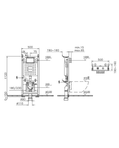 Комплект унитаза с инсталляцией Vitra S 40 9860B003-7200 с сиденьем Микролифт и клавишей смыва Хром глянцевый