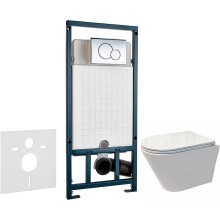 Комплект унитаза Koller Pool Orion OR-0515-RW с сиденьем Микролифт и инсталляцией WeltWasser WW Marberg 507 10000005949+10000005952 с клавишей смыва Хром глянцевый