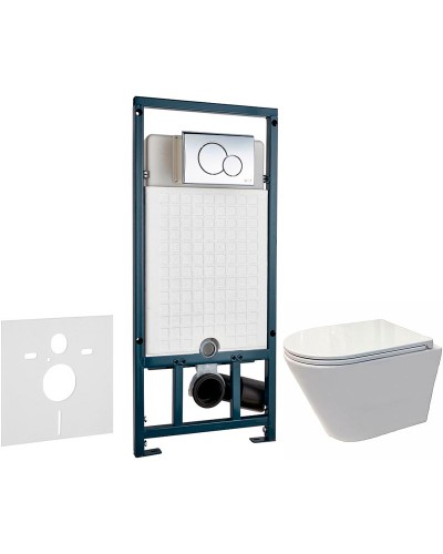 Комплект унитаза Koller Pool Orion OR-0515-RW с сиденьем Микролифт и инсталляцией WeltWasser WW Marberg 507 10000005949+10000005952 с клавишей смыва Хром глянцевый