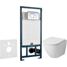 Комплект унитаза Grossman GR-4455S с сиденьем Микролифт и инсталляцией WeltWasser WW Marberg 507 10000005949+10000005952 с клавишей смыва Хром глянцевый