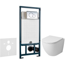 Комплект унитаза Grossman GR-4455S с сиденьем Микролифт и инсталляцией WeltWasser WW Marberg 507 10000005949+10000005952 с клавишей смыва Хром глянцевый