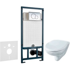 Комплект унитаза Rosa Элеганс Люкс Вн УнБ32 4620008195438 с сиденьем Микролифт и инсталляцией WeltWasser WW Marberg 507 10000005949+10000005952 с клавишей смыва Хром глян