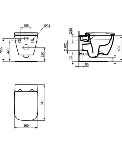 Комплект унитаза с инсталляцией Ideal Standard I.Life B I001401 с сиденьем Микролифт
