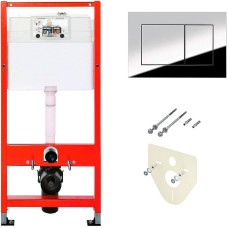 Комплект унитаза SantiLine SL-5005 с инсталляцией Tece Profil 9400412 с сиденьем Микролифт и клавишей смыва Хром глянцевый