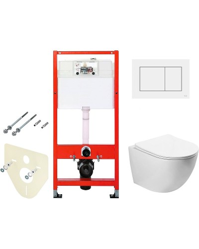 Комплект унитаза SantiLine SL-5005 с инсталляцией Tece Base 9400413 с сиденьем Микролифт и Белой клавишей смыва