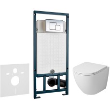 Комплект унитаза Grossman GR-4455S с сиденьем Микролифт и инсталляцией WeltWasser WW Marberg 507 10000005949+10000005953 с клавишей смыва Хром глянцевый