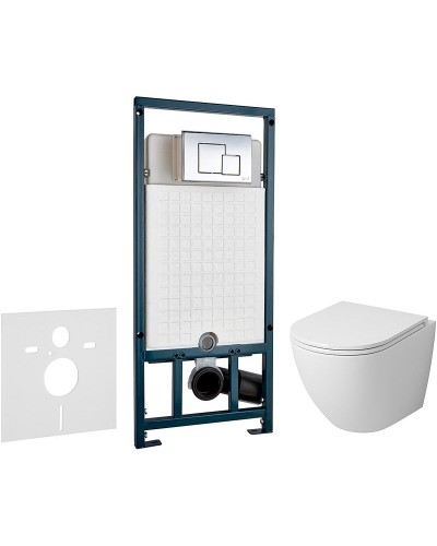 Комплект унитаза Grossman GR-4455S с сиденьем Микролифт и инсталляцией WeltWasser WW Marberg 507 10000005949+10000005953 с клавишей смыва Хром глянцевый