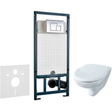 Комплект унитаза Rosa Элеганс Люкс Вн УнБ32 4620008195438 с сиденьем Микролифт и инсталляцией WeltWasser WW Marberg 507 10000005949+10000005953 с клавишей смыва Хром глян