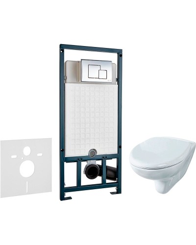 Комплект унитаза Rosa Элеганс Люкс Вн УнБ32 4620008195438 с сиденьем Микролифт и инсталляцией WeltWasser WW Marberg 507 10000005949+10000005953 с клавишей смыва Хром глян