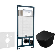 Комплект унитаза Owl 1975 Vind Cirkel-H OWLT190305 с сиденьем Микролифт и инсталляцией WeltWasser WW Marberg 507 10000005949+10000005953 с клавишей смыва Хром глянцевый