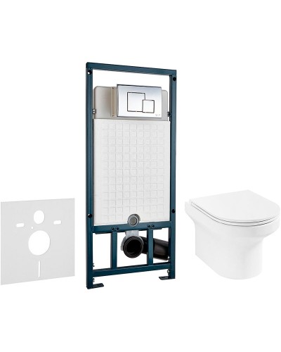 Комплект унитаза Jacob Delafon Elite EDX114RU-00 с сиденьем Микролифт и инсталляцией WeltWasser WW Marberg 507 10000005949+10000005953 с клавишей смыва Хром глянцевый