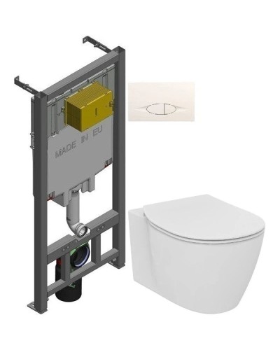 Комплект подвесной унитаз Ideal Standard Connect E771801 + E772401 + система инсталляции Jacob Delafon E29025-NF + E29026-01R