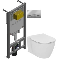 Комплект подвесной унитаз Ideal Standard Connect E771801 + E772401 + система инсталляции Jacob Delafon E29025-NF + E29027-CP