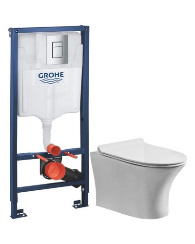 Комплект подвесной унитаз Orange C01-100W + система инсталляции Grohe 38772001