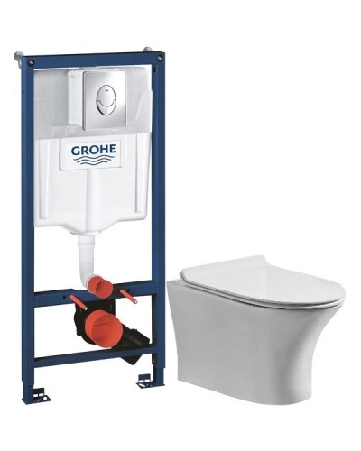 Комплект подвесной унитаз Orange C01-100W + система инсталляции Grohe 38721001