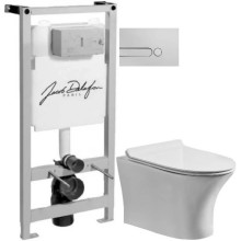 Комплект подвесной унитаз Orange C01-100W + система инсталляции Jacob Delafon E5504-NF + E4326-CP